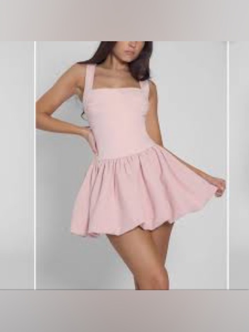 Women's Pink Mini Dress with Square Neck 934